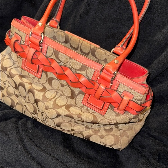 Coach Vintage Authentic Orange Beige shoulder Bag - Picture 6 of 16